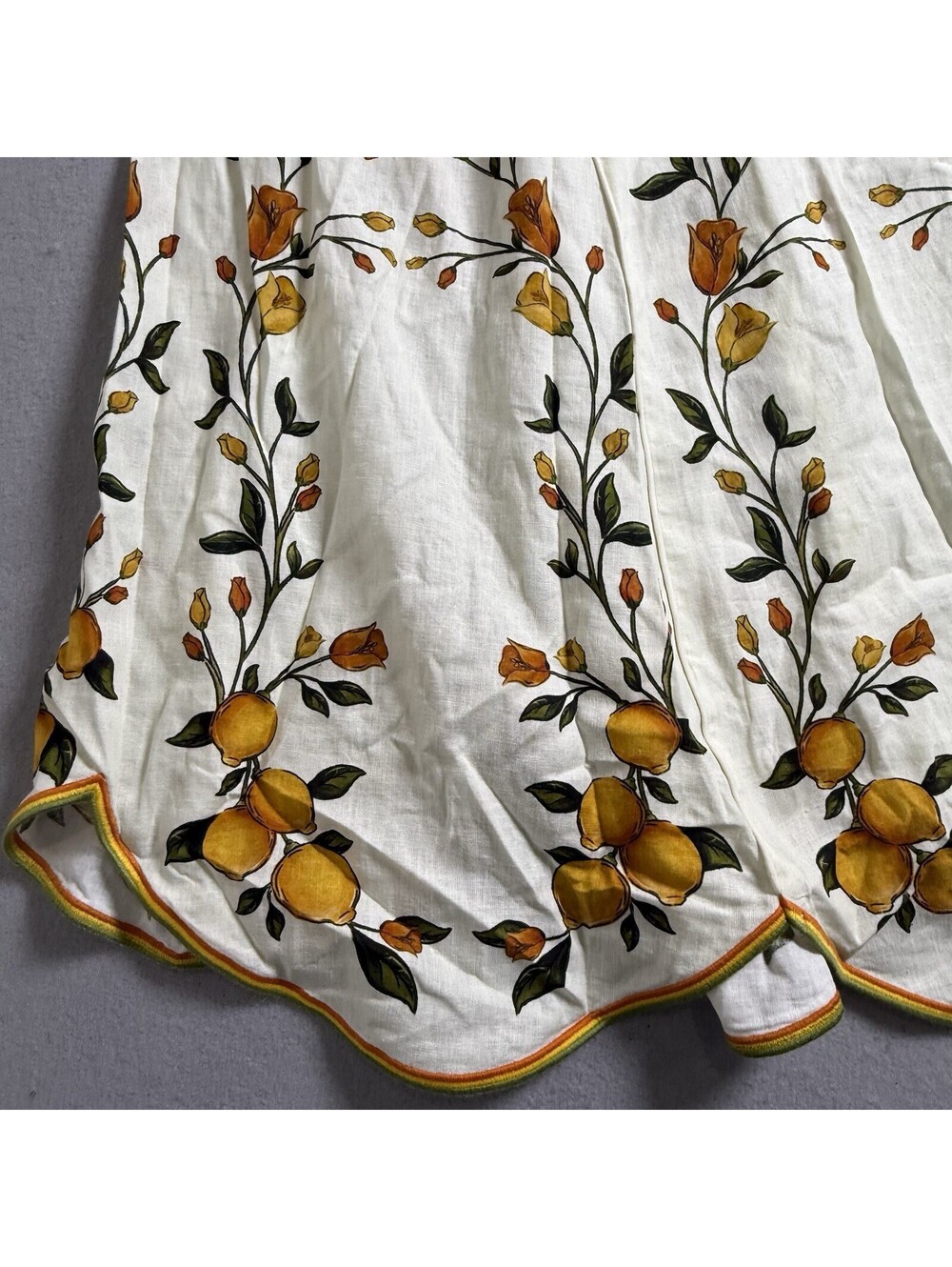 Farm Rio Lemon Bouquet Linen Blend Midi Skirt Medium M New NWT Off-White Floral - Picture 3 of 8